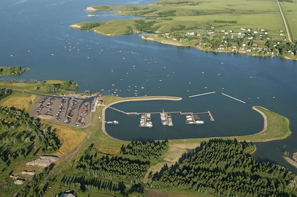 Overhead view of the lake.