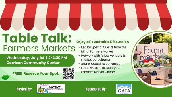 Image showing Garrison Chamber Table Talk: Farmers Markets in Garrison North Dakota