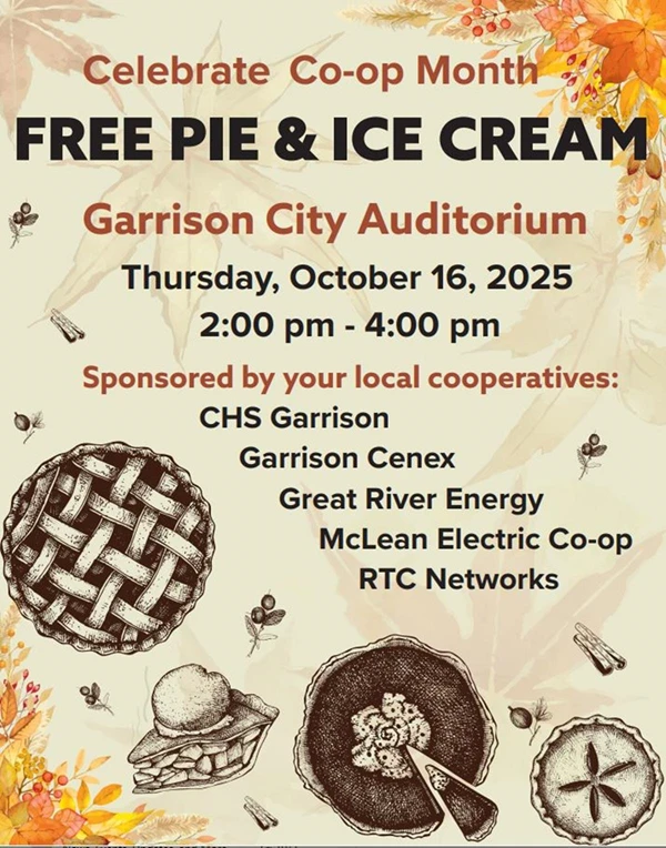 Image showing Celebrate Co-op Month with Free Pie & Ice Cream in Garrison North Dakota