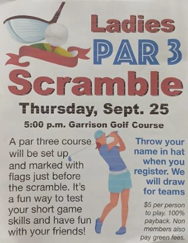 Image showing Ladies Golf Scramble: PAR 3 in Garrison North Dakota