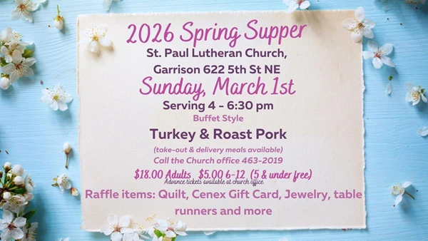 Image showing St. Paul Lutheran Church Spring Supper in Garrison North Dakota
