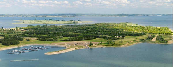 Ariel view of Fort Stevenson State Park
