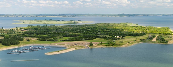 Ariel view of Fort Stevenson State Park